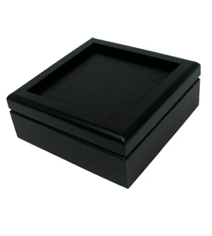 BLACK HINGED WOOD BOX  4-1/2"