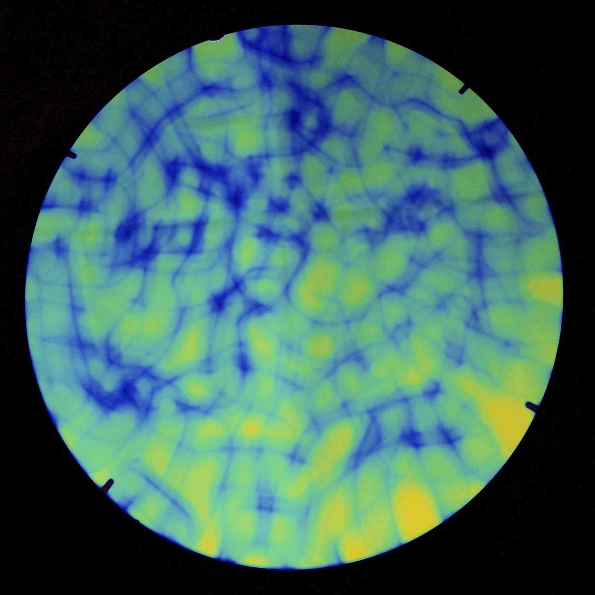 BULLSEYE 19" AURORA BOREALIS BLUE/GOLD THIN CLEAR 2mm