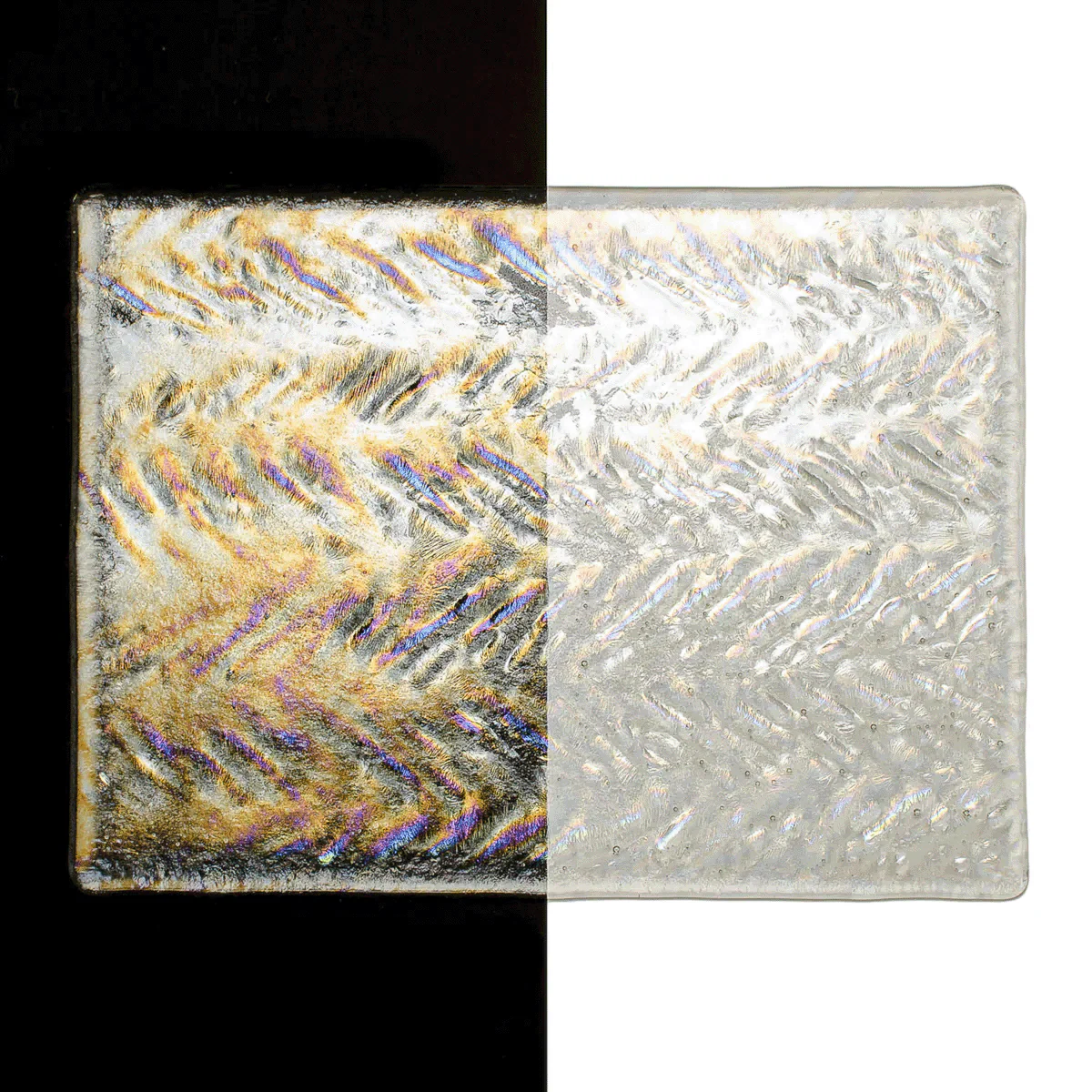 Clear Herringbone Ripple Iridescent, 3 mm