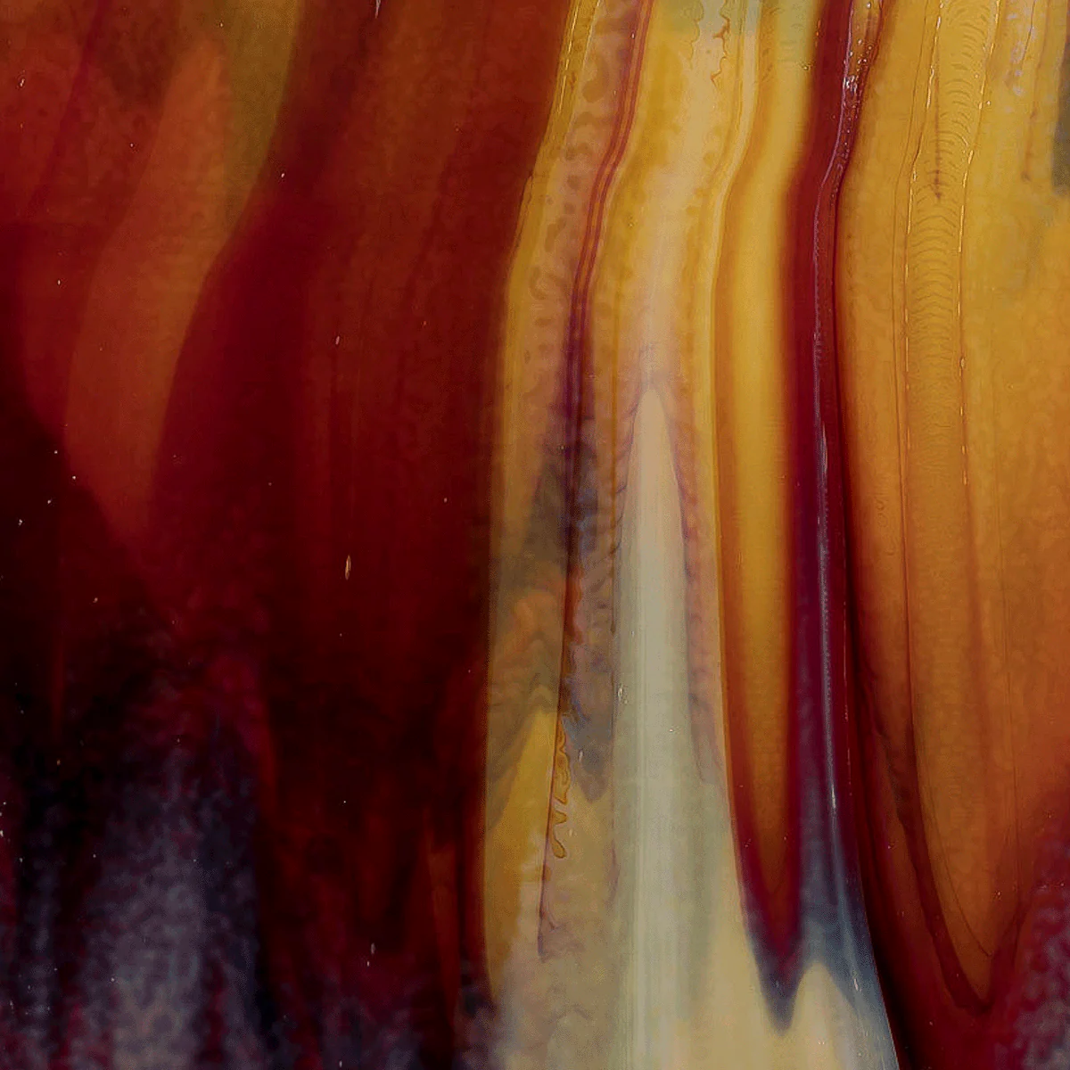 Soft Yellow Opalescent, Deep Red Transparent 2-Color Mix, 3mm